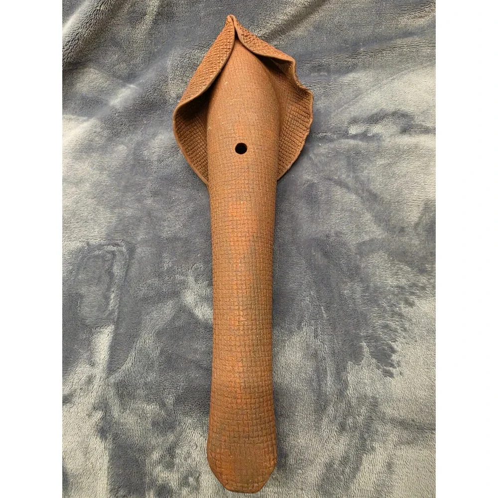 Studio Pottery Terracotta Calla Lily Wall Pocket Vase Signed K 12.5 Inch Art